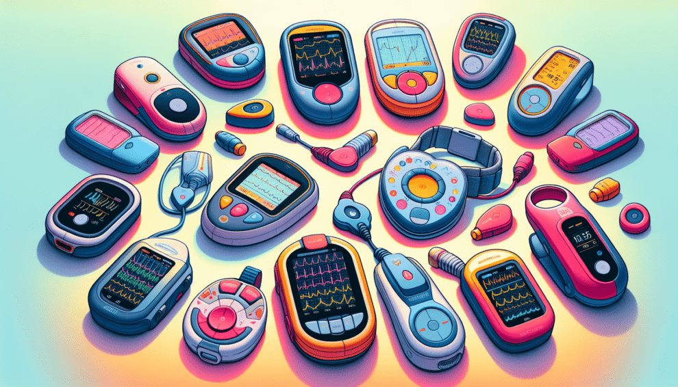 An illustration of various types of holter monitors.